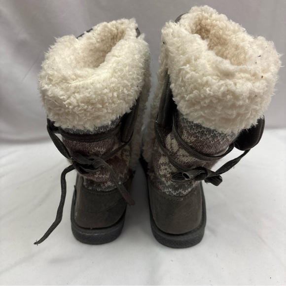 Muk Luks Melba Women’s Boots Size 10 Gray Booties Sherpa Line Gray Back Lace Up - Picture 5 of 12